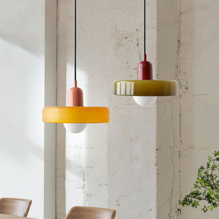 Color-Splash Glass Pendant Light 9.8" º 7.1" / 13.8" º 8.7" – Modern Adjustable Hanging Lamp for Kitchen, Dining & Living Room
