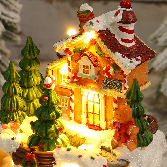 Christmas Snow Village House with LED Lights & Music – Animated Holiday Scene with Rotating Train