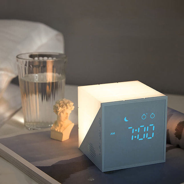 Modern Cube LED Alarm Clock – Adjustable Brightness, Digital Display & Stylish Home Decor