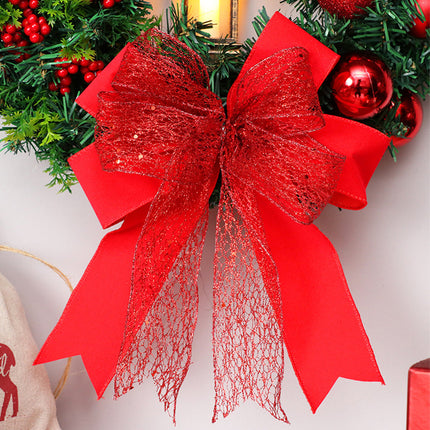 Red Christmas Wreath 16" with LED Lantern – Festive Holiday Decoration for Indoors