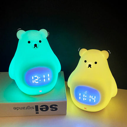 Cute LED Polar Bear Night Light & Alarm Clock – Adorable Bedroom Decor & Functional Desk Lamp