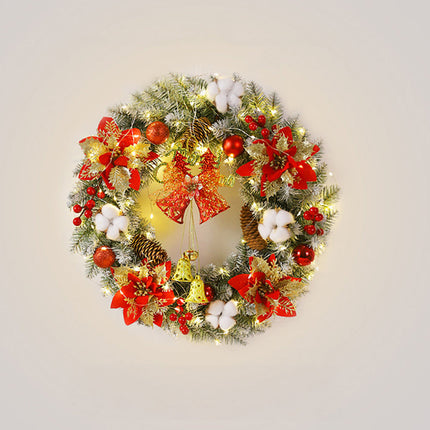 Pre-Lit Christmas Wreath with Warm White LED Lights, Bells & Ornaments – Battery Operated with Timer – Indoor/Outdoor Holiday Decor (16", 20", 24")