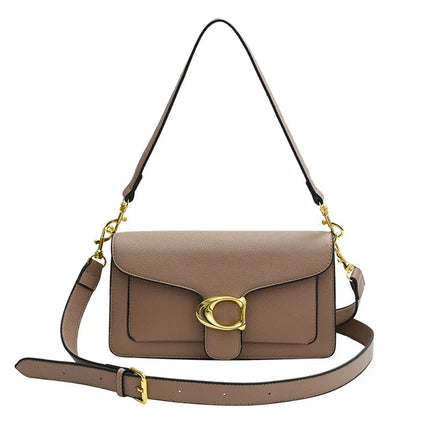 Elegant Vegan Leather Shoulder Bag with Gold Buckle – Timeless Design for Every Occasion
