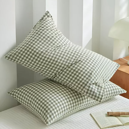 Plaid Checkered Cotton Pillowcase Set – Soft & Breathable Decorative Cushions in Multiple Colors for Bedroom & Living Room
