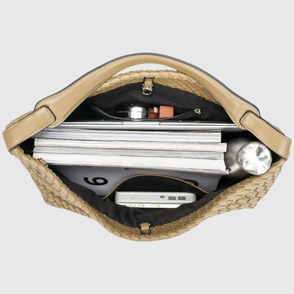 Vegan Leather Woven Hobo Shoulder Bag – Black, Stylish & Spacious