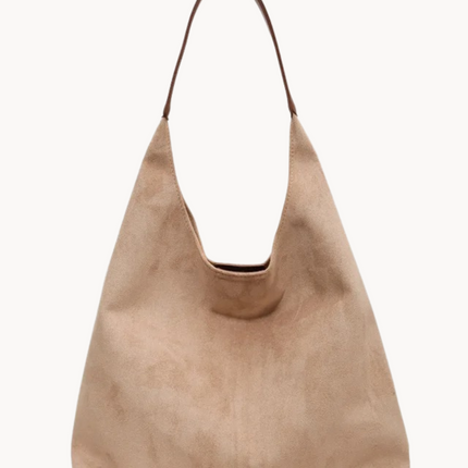 Elegant Faux Suede Shoulder Bag – Lightweight Spacious Handbag for Women