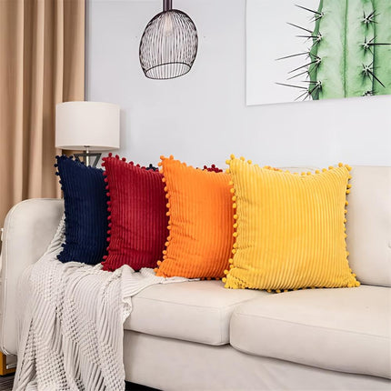 Corduroy Throw Pillow – Soft Ribbed Velvet Cushion Cover for Sofa & Bed – Multiple Trendy Colors