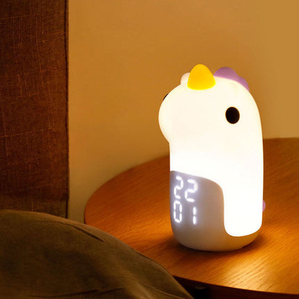 Cute Unicorn LED Alarm Clock & Night Light – USB Powered Decorative Lamp 4.4" x 6.3"