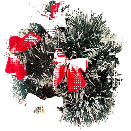 Battery-Operated Christmas Garland with Warm White LED Lights – Classic Indoor Holiday Decoration with Timer