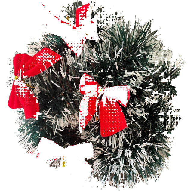 Battery-Operated Christmas Garland with Warm White LED Lights – Classic Indoor Holiday Decoration with Timer