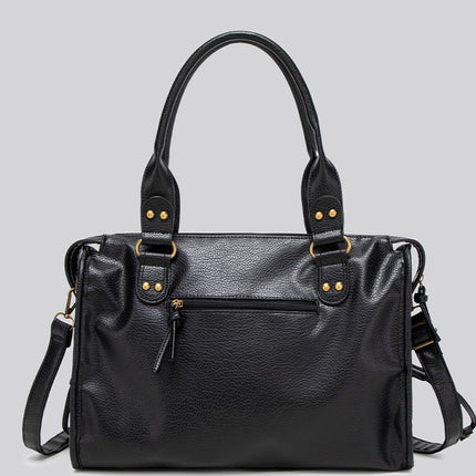 Black Handbag with Zipper – Bold & Spacious Design