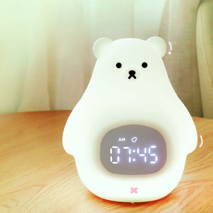 Cute LED Polar Bear Night Light & Alarm Clock – Adorable Bedroom Decor & Functional Desk Lamp
