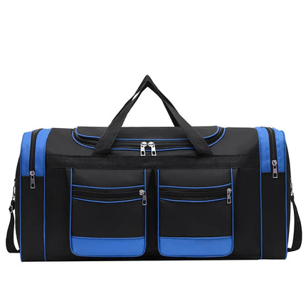 60L Waterproof Sports Duffel Bag with Shoulder Strap – Large Capacity Travel & Gym Bag – Black/Blue or Black/Red