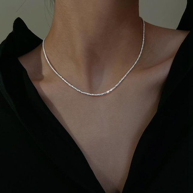 Minimalist Double Silver Layered Necklace – Elegant Stainless Steel Pendant Chain