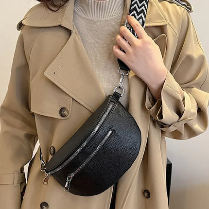 Black Quilted Belt Bag with Gold Hardware – Versatile Crossbody Waist Bag for Women