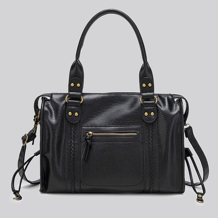 Black Handbag with Zipper – Bold & Spacious Design