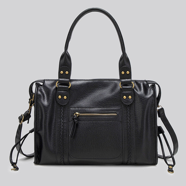 Black Handbag with Zipper – Bold & Spacious Design