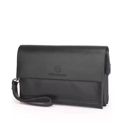 Men's Leather Wristlet Wallet – Multifunctional Clutch with Zippered Pockets
