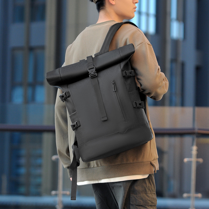 Waterproof Rolltop Backpack – Modern Laptop Bag with Large Capacity