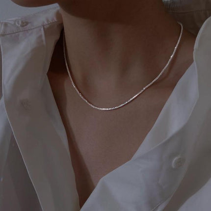 Minimalist Double Silver Layered Necklace – Elegant Stainless Steel Pendant Chain