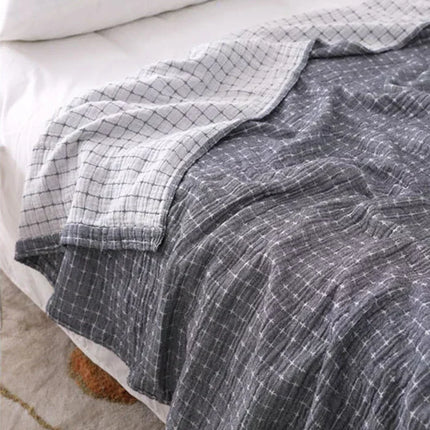 Soft Cotton Throw Blanket with Plaid Pattern – Lightweight, Breathable & Stylish Plaid for Bed and Sofa