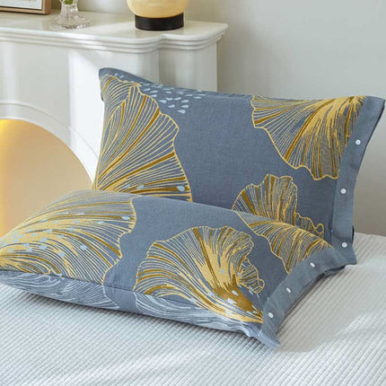 Luxury Ginkgo Leaf Throw Pillow Cover – Elegant Gray & Yellow Decorative Cushion for Sofa, Bed, or Chair