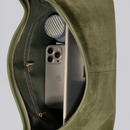 Black Suede Shoulder Bag – Minimalist & Spacious Design