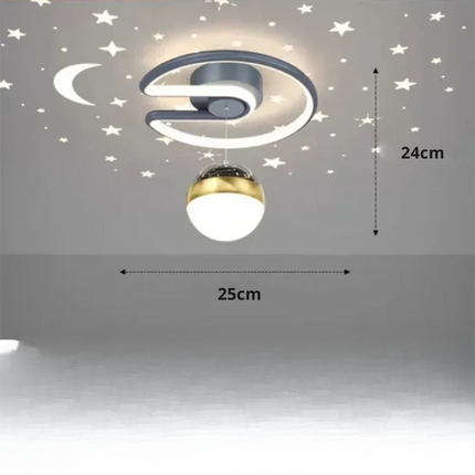 Modern LED Ceiling Light with Starry Sky Effect – Dimmable Chandelier for Kids' Rooms & Living Spaces