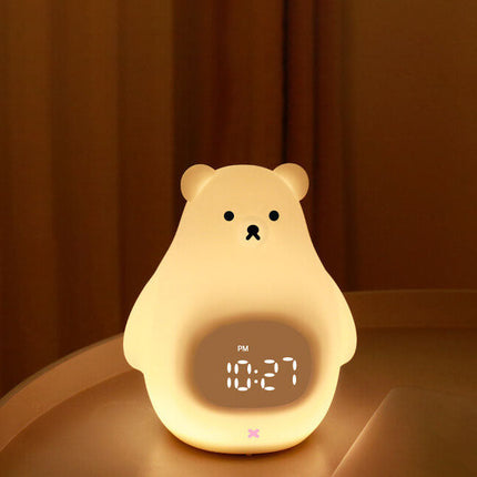 Cute LED Polar Bear Night Light & Alarm Clock – Adorable Bedroom Decor & Functional Desk Lamp