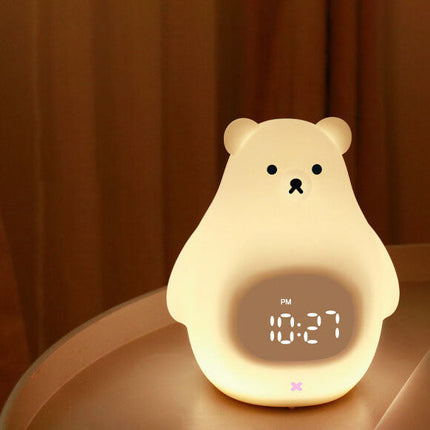 Cute LED Polar Bear Night Light & Alarm Clock – Adorable Bedroom Decor & Functional Desk Lamp