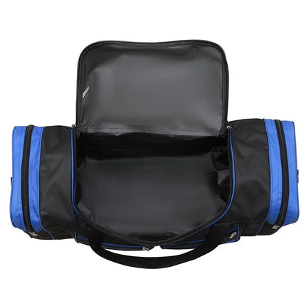 60L Waterproof Sports Duffel Bag with Shoulder Strap – Large Capacity Travel & Gym Bag – Black/Blue or Black/Red