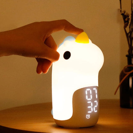 Cute Unicorn LED Alarm Clock & Night Light – USB Powered Decorative Lamp 4.4" x 6.3"