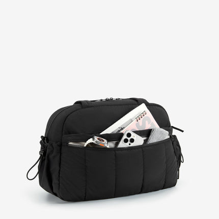 Black Travel Bag for Carry-On – Lightweight & Water-Resistant with Trolley Strap & PVC Pocket