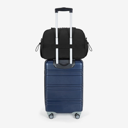 Black Travel Bag for Carry-On – Lightweight & Water-Resistant with Trolley Strap & PVC Pocket