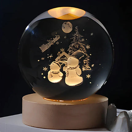 3D Crystal Ball LED Night Light – Warm White USB Lamp with Galaxy Design | Perfect Gift for Space Lovers