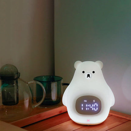 Cute LED Polar Bear Night Light & Alarm Clock – Adorable Bedroom Decor & Functional Desk Lamp