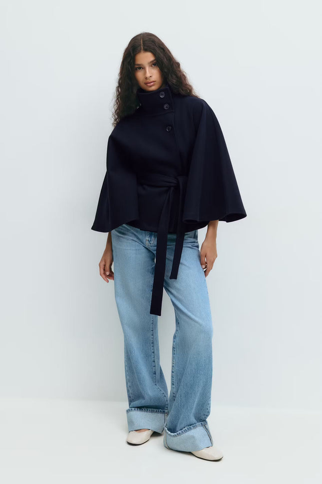 Women's Cape Jacket – Elegant Draped Outerwear for Fall 2025