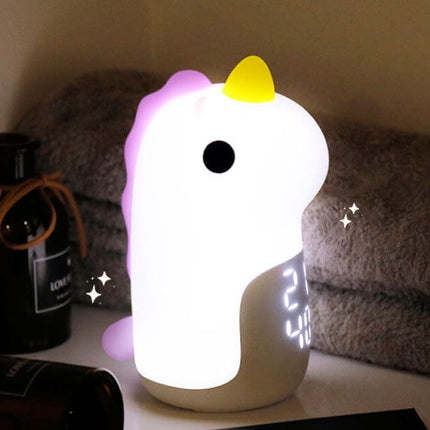 Cute Unicorn LED Alarm Clock & Night Light – USB Powered Decorative Lamp 4.4" x 6.3"