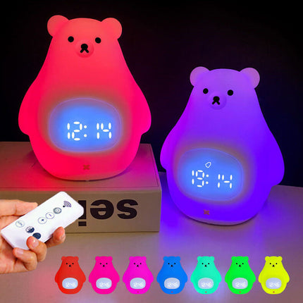 Cute LED Polar Bear Night Light & Alarm Clock – Adorable Bedroom Decor & Functional Desk Lamp
