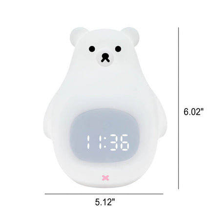 Cute LED Polar Bear Night Light & Alarm Clock – Adorable Bedroom Decor & Functional Desk Lamp