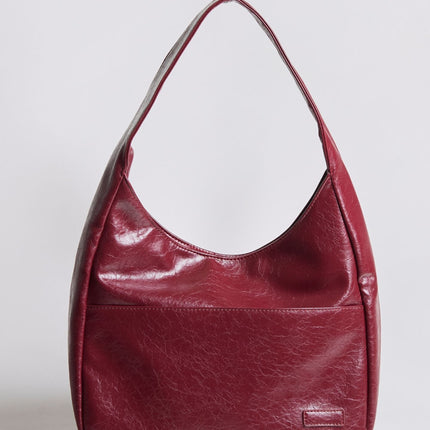 Black Vegan Leather Half-Moon Shoulder Bag – Elegant & Versatile