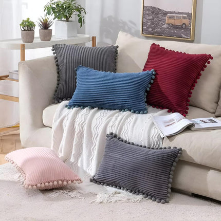 Corduroy Throw Pillow – Soft Ribbed Velvet Cushion Cover for Sofa & Bed – Multiple Trendy Colors