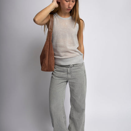 Black Suede Shoulder Bag – Minimalist & Spacious Design