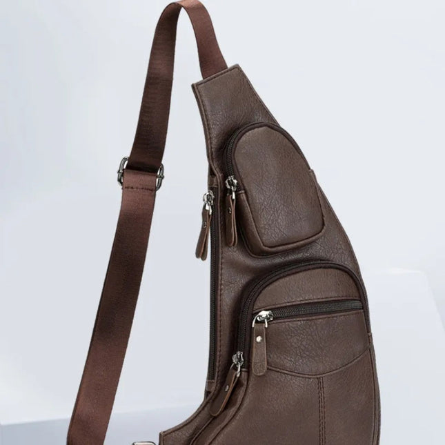 Men’s Crossbody Shoulder Bag – Leather Sling Bag with Multiple Compartments