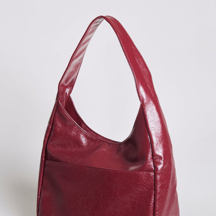 Black Vegan Leather Half-Moon Shoulder Bag – Elegant & Versatile