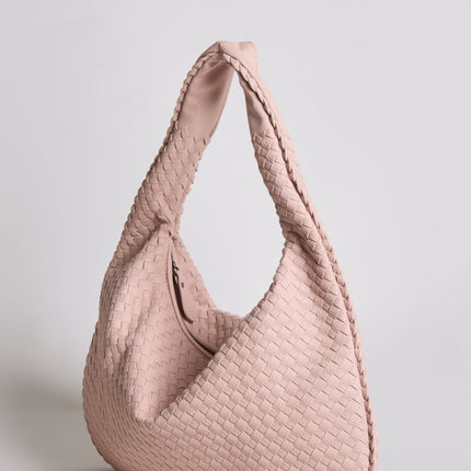 Spacious Braided Women’s Shoulder Bag – Black & Red Elegant Daily Handbag