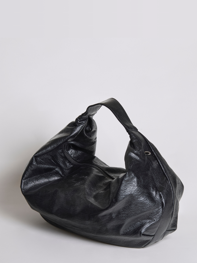 Vegan Leather Soft Hobo Shoulder Bag – Black | Sustainable & Stylish Everyday Tote