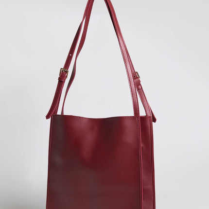 Minimalist Leather Shoulder Bag for Women – Spacious Black & Brown Elegance Handbag