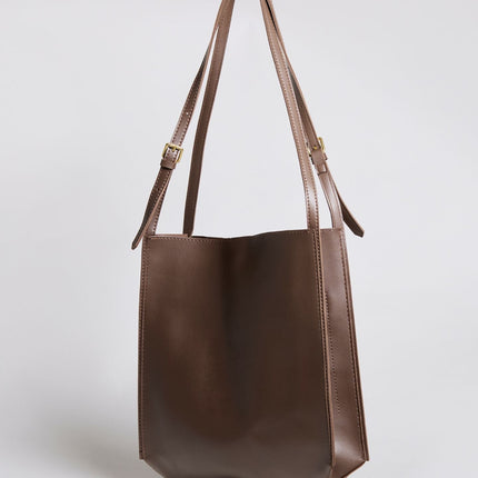 Minimalist Leather Shoulder Bag for Women – Spacious Black & Brown Elegance Handbag