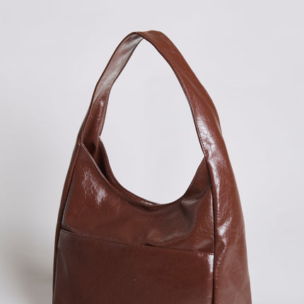 Black Vegan Leather Half-Moon Shoulder Bag – Elegant & Versatile